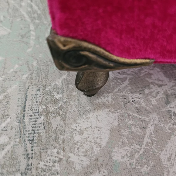 Vintage Fuchsia Hot Pink Velvet Sofa Settee Jewelry Box Storage - Picture 6 of 14